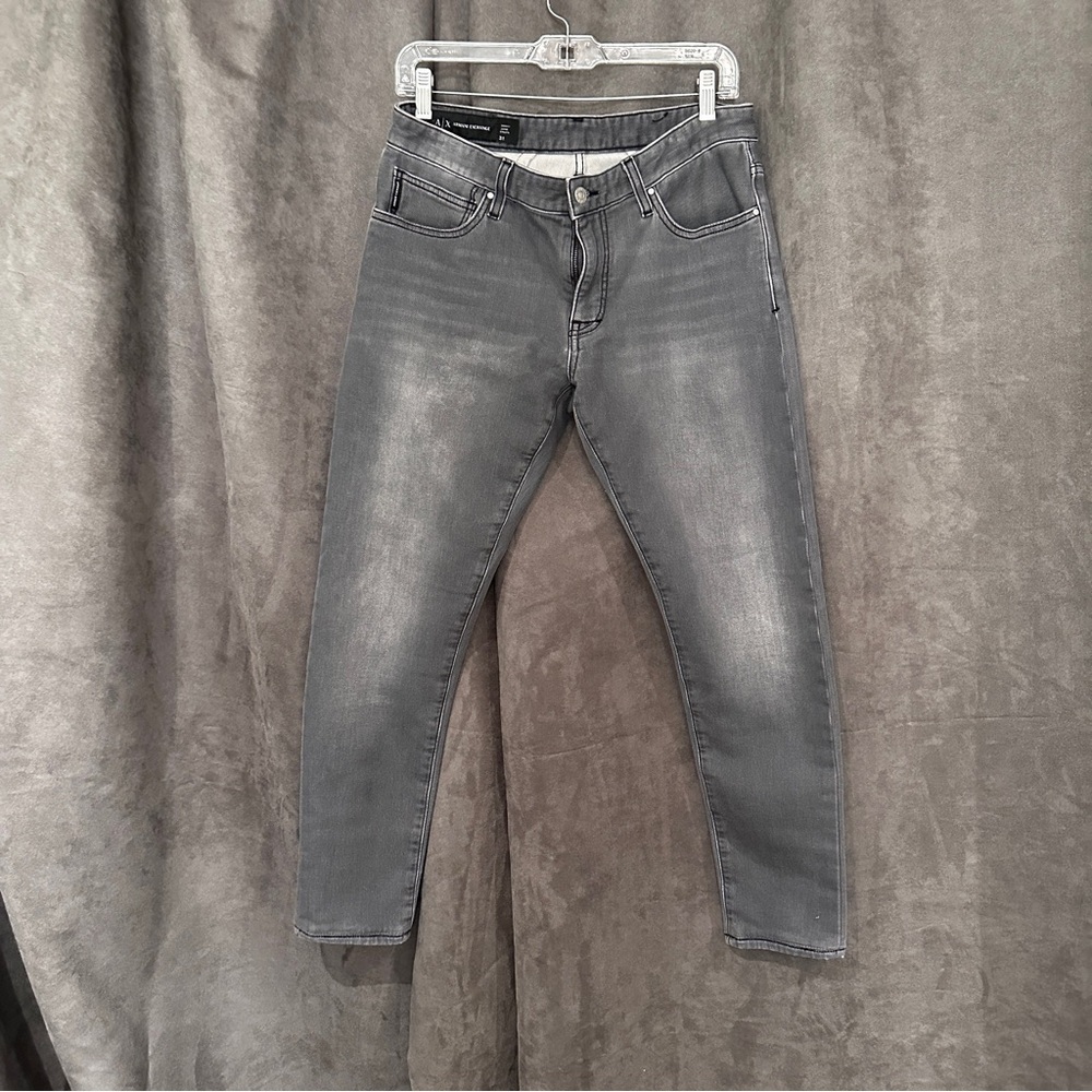 Armani Exchange Grey Skinny Jeans Premium Stretch Denim Size 31 Modern Casual